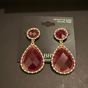 Lane Bryant Ruby and Gold Teardrop Earrings